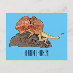 Postal Ilustracion de personalizado de lagarto de cuello