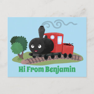 Postal Ilustracion de personalizado de locomotora de trac