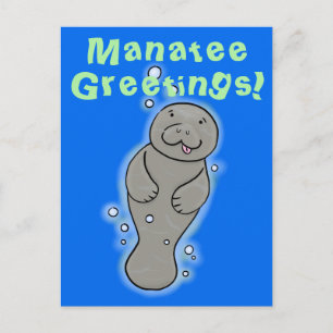 Postal Ilustracion de personalizado de manatí