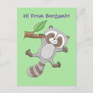 Postal Ilustracion de personalizado de mapache de ondulac