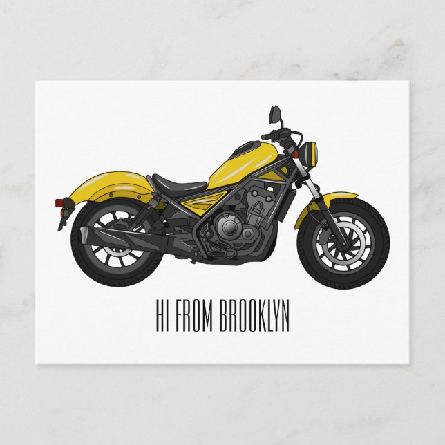 Postal Ilustracion de personalizado de motocicleta de cru (Anverso)