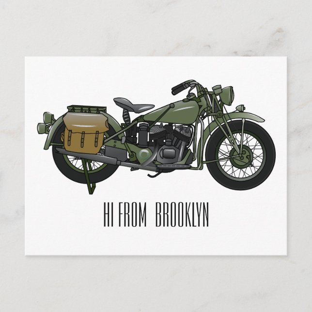 Postal Ilustracion de personalizado de motocicleta de cru (Anverso)