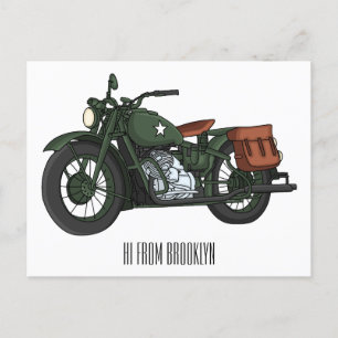 Postal Ilustracion de personalizado de motocicleta de cru