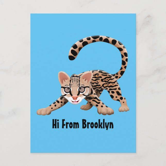 Postal Ilustracion de personalizado de ocelot de Cute (Anverso)