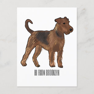 Postal Ilustracion de personalizado de perro Airedale ter