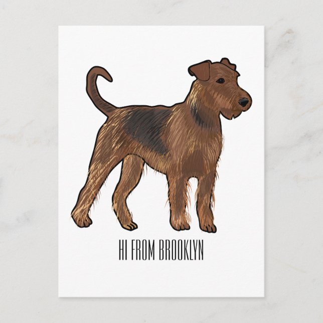 Postal Ilustracion de personalizado de perro Airedale ter (Anverso)