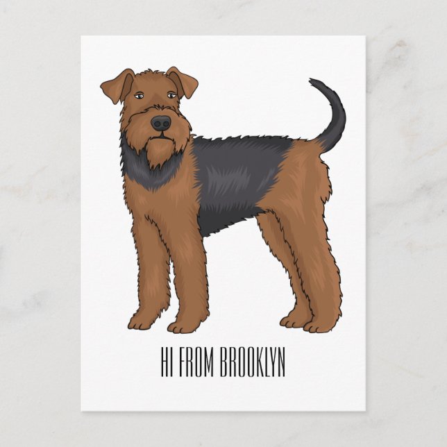 Postal Ilustracion de personalizado de perro Airedale ter (Anverso)