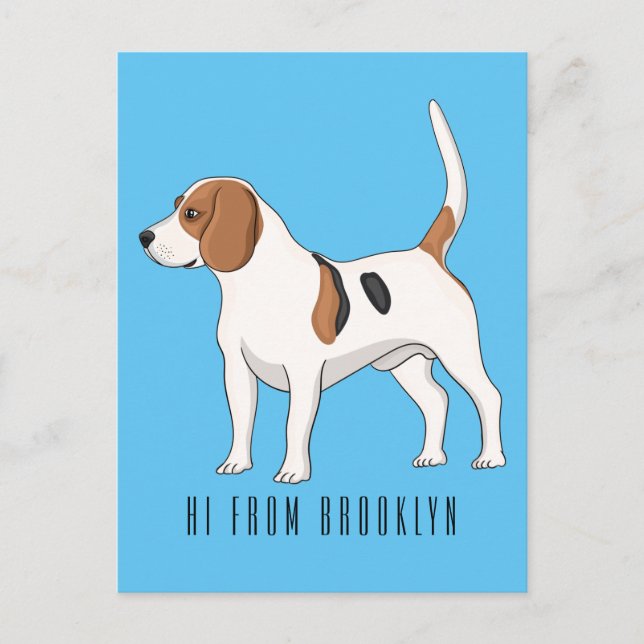 Postal Ilustracion de personalizado de perro Beagle (Anverso)