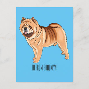 Postal Ilustracion de personalizado de perro Chow Chow