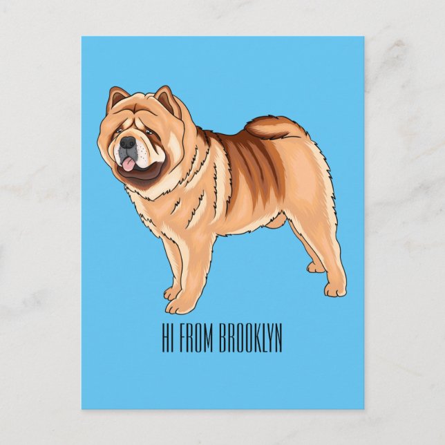 Postal Ilustracion de personalizado de perro Chow Chow (Anverso)