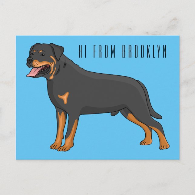 Postal Ilustracion de personalizado de perro de Rottweile (Anverso)
