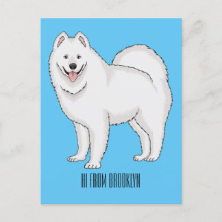 Postal Ilustracion de personalizado de perro de Samoyed