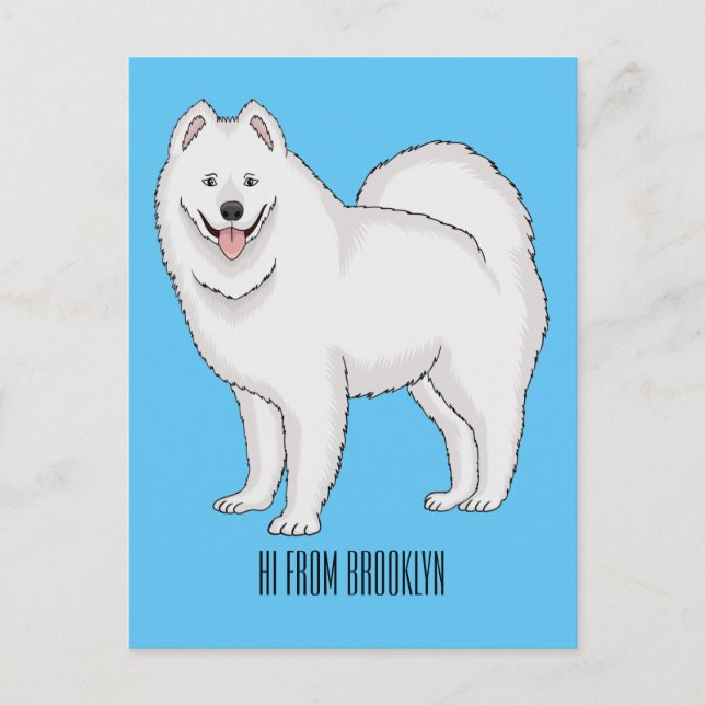 Postal Ilustracion de personalizado de perro de Samoyed (Anverso)