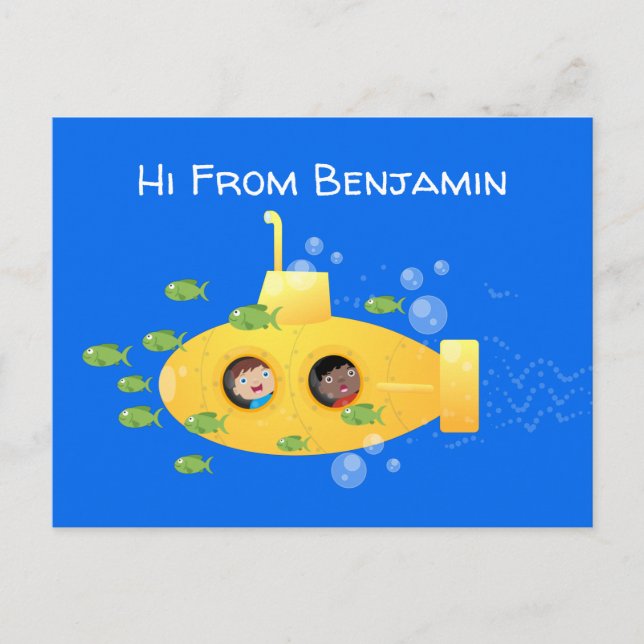 Postal Ilustracion de personalizado de pescado submarino  (Anverso)