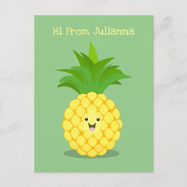 Postal Ilustracion de personalizado de piña cuta (Anverso)
