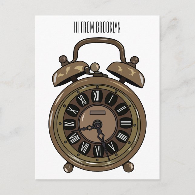 Postal Ilustracion de personalizado de reloj de alarma (Anverso)