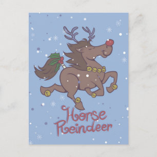 Postal Ilustracion de personalizado de renos de caballos
