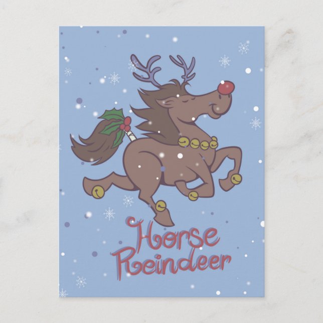 Postal Ilustracion de personalizado de renos de caballos (Anverso)