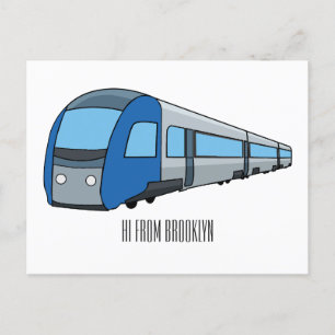 Postal Ilustracion de personalizado de trenes eléctricos