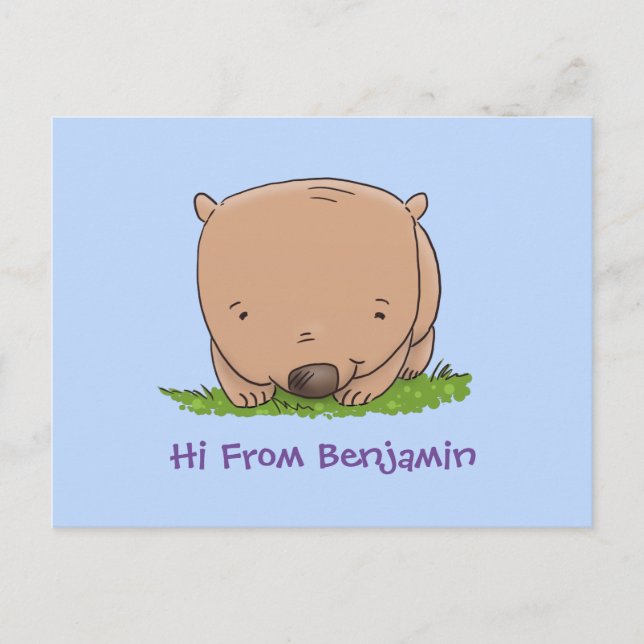 Postal Ilustracion de personalizado de wombat para bebé l (Anverso)