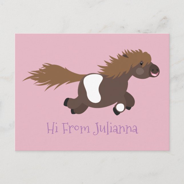 Postal Ilustracion de personalizado del pony de Shetland  (Anverso)