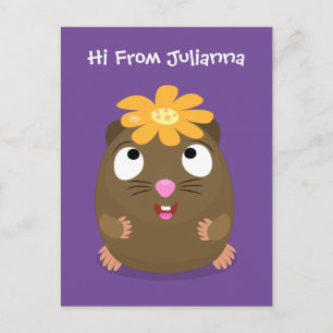 Postal Ilustracion de personalizado feliz de conejillo de