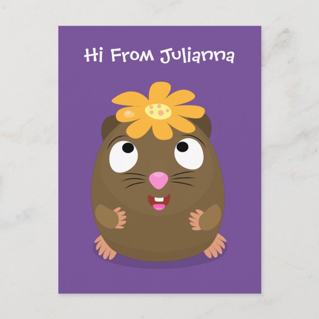 Postal Ilustracion de personalizado feliz de conejillo de (Anverso)