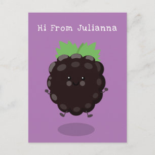 Postal Ilustracion de personalizado morado de moras alegr