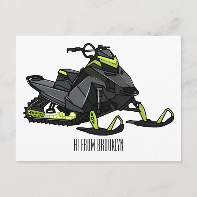 Postal Ilustracion de personalizado para motos de nieve (Anverso)
