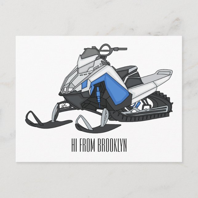 Postal Ilustracion de personalizado para motos de nieve (Anverso)