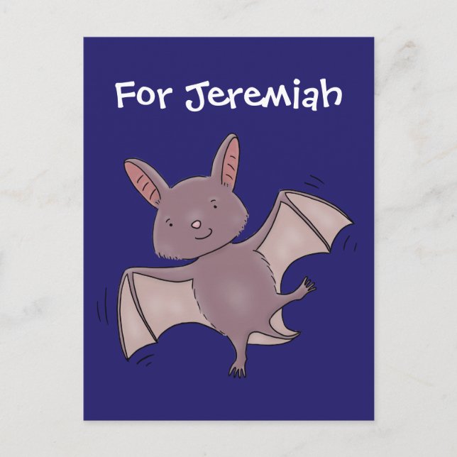 Postal Ilustracion de personalizado volador de bate de be (Anverso)