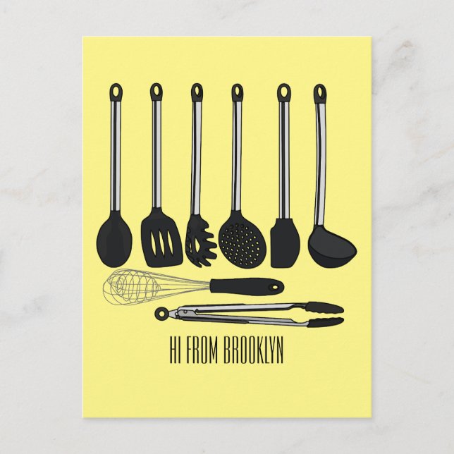 Postal Ilustracion de personalizados utensiales de cocina (Anverso)