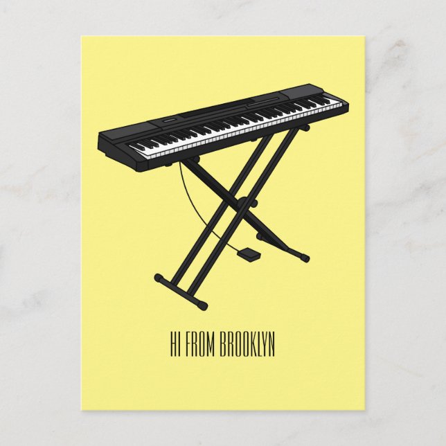 Postal Ilustracion de piano personalizado de teclado (Anverso)
