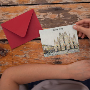 Postal Ilustración de pintura al óleo de Milán Italia