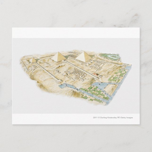 Postal Ilustracion de Pirámides de Giza (Anverso)