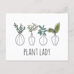 Postal Ilustracion de Plant Lady line Art Plants