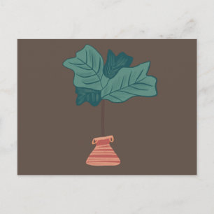 Postal Ilustración de planta en maceta verde de higuera v