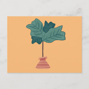 Postal Ilustración de planta en maceta verde de higuera v