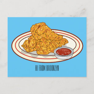 Postal Ilustracion de pollo frito personalizado