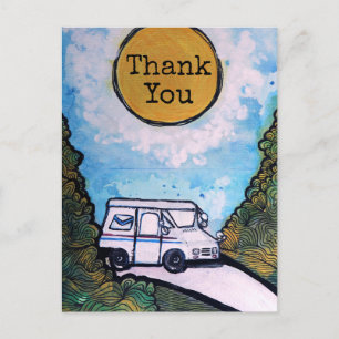 Postal Ilustracion de portadora de correo