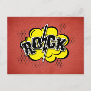 Postal Ilustracion de rock de estilo cómico