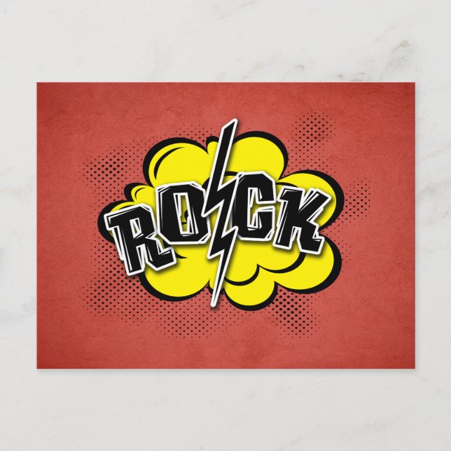 Postal Ilustracion de rock de estilo cómico (Anverso)