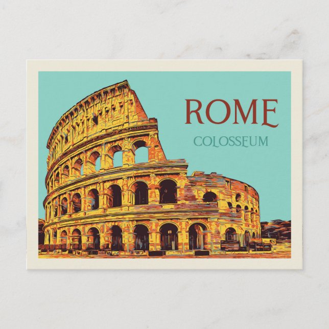 Postal Ilustracion de Roma Colosseo Italia Postcard (Anverso)