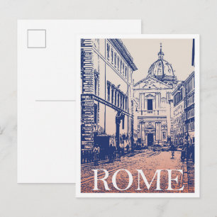 Postal Ilustración de Roma Italia Arte vintage Viajes