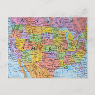 Postal Ilustración de rompecabezas de mapa colorido vinta