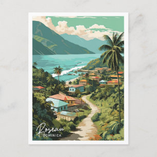 Postal Ilustracion de Roseau Dominica Art Travel Place