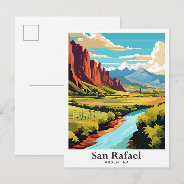 Postal Ilustracion de San Rafael Argentina Viaje Viaje Vi (Anverso / Reverso)