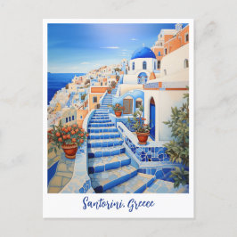 Postal Ilustracion de Santorini | Arte de viajes