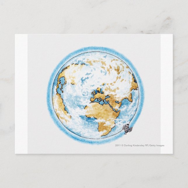 Postal Ilustracion de satélites en órbita terrestre (Anverso)