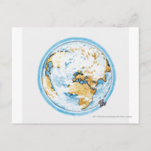 Postal Ilustracion de satélites en órbita terrestre
